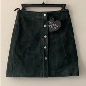 NWT Green suede button up skirt